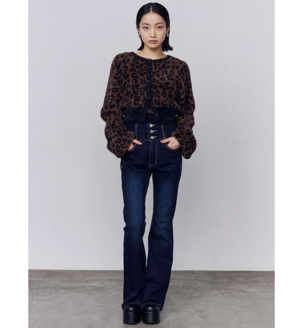 EMODA「バックリボンフレアハイウエストパギンス」|デニム|