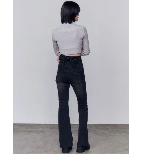EMODA「バックリボンフレアハイウエストパギンス」|デニム|