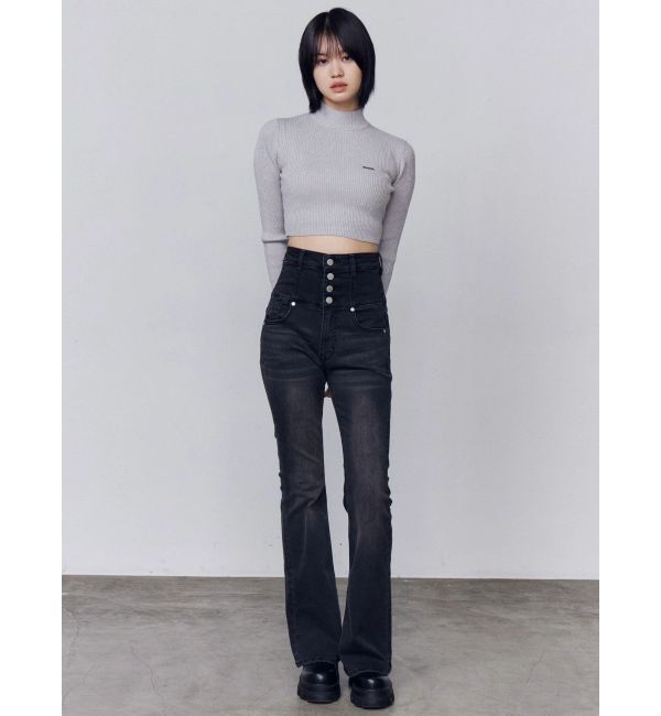 EMODA「バックリボンフレアハイウエストパギンス」|デニム|