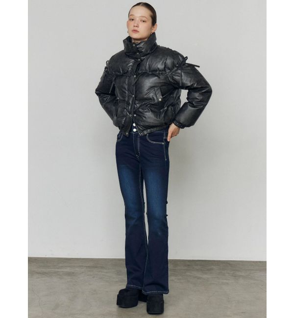 EMODA「バックリボンフレアハイウエストパギンス」|デニム|