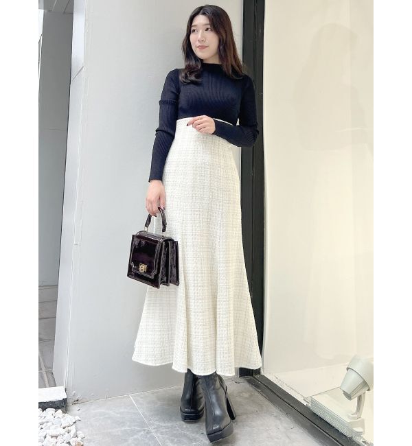 MERCURYDUO「異素材ドッキングバックレースアップニットワンピース」|ワンピース|