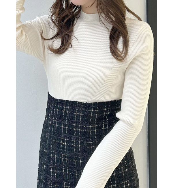 MERCURYDUO「異素材ドッキングバックレースアップニットワンピース」|ワンピース|