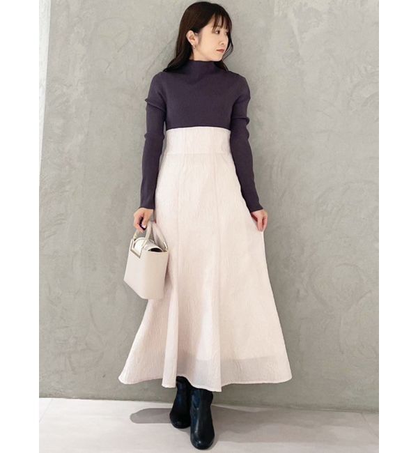 MERCURYDUO「異素材ドッキングバックレースアップニットワンピース」|ワンピース|