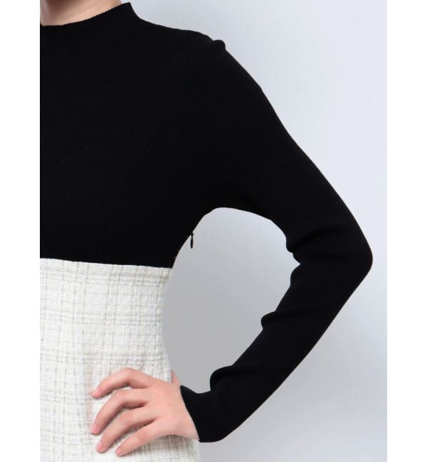 MERCURYDUO「異素材ドッキングバックレースアップニットワンピース」|ワンピース|