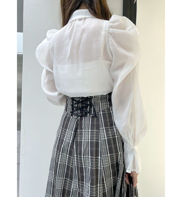 MERCURYDUO「コルセットチェックフレアスカート」|スカート|