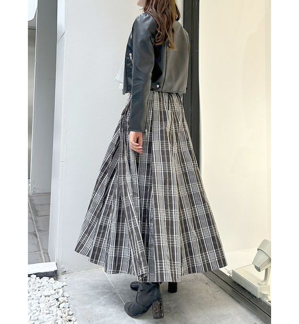 MERCURYDUO「コルセットチェックフレアスカート」|スカート|