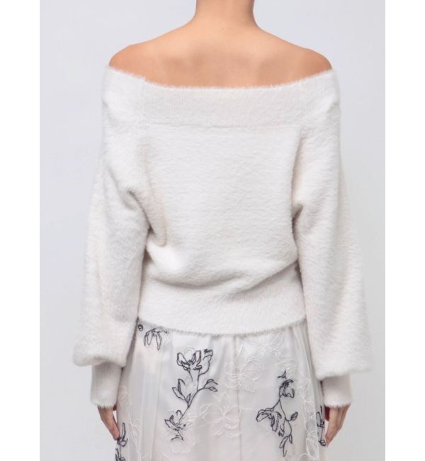 MERCURYDUO「オフショルミニシャギーニット」|ニット・セーター|