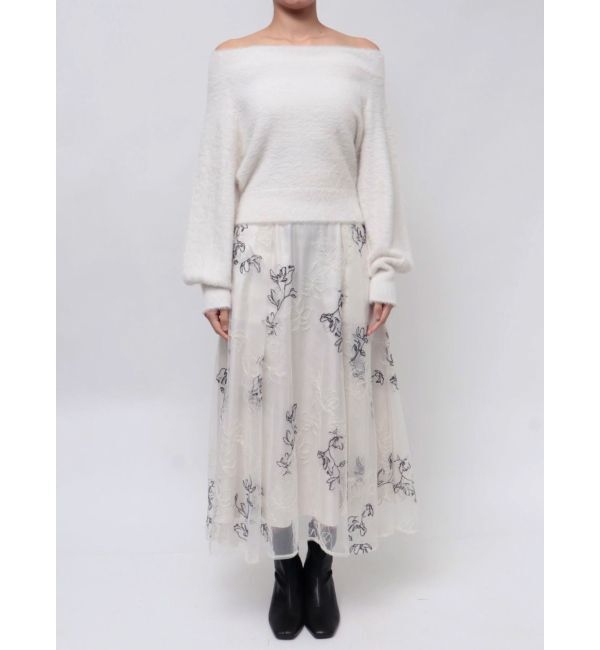 MERCURYDUO「オフショルミニシャギーニット」|ニット・セーター|