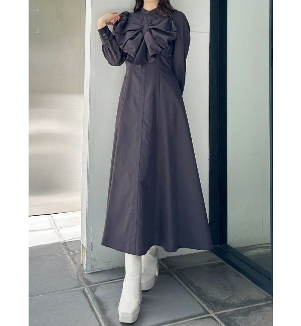 MERCURYDUO「フロントBIGリボンフレアワンピース」|ワンピース|