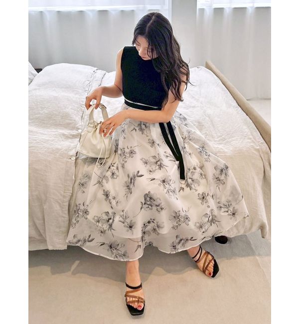 MERCURYDUO「フラワードッキングノースリワンピース」|ワンピース|