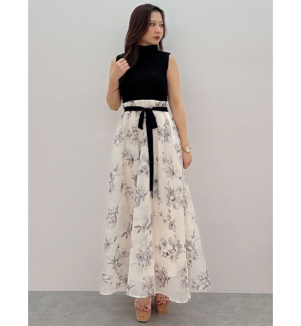 MERCURYDUO「フラワードッキングノースリワンピース」|ワンピース|