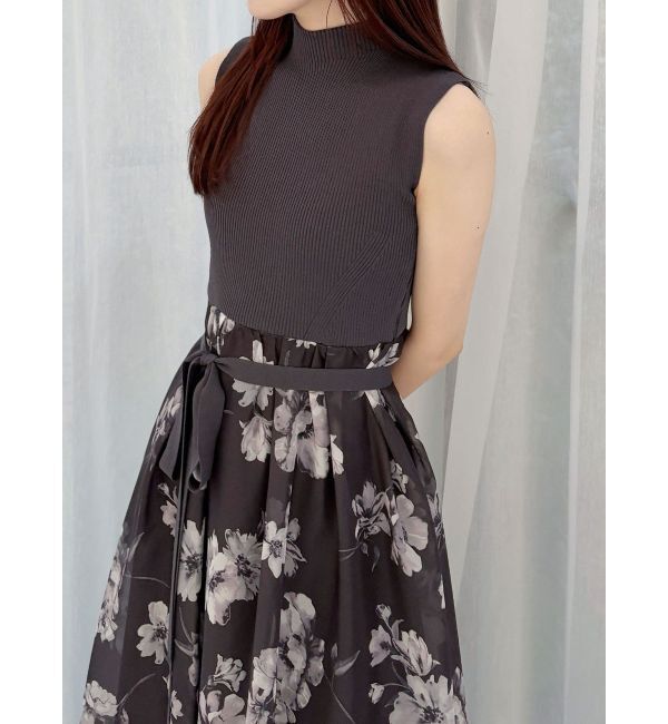 MERCURYDUO「フラワードッキングノースリワンピース」|ワンピース|