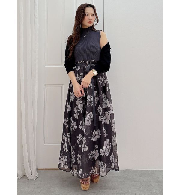 MERCURYDUO「フラワードッキングノースリワンピース」|ワンピース|