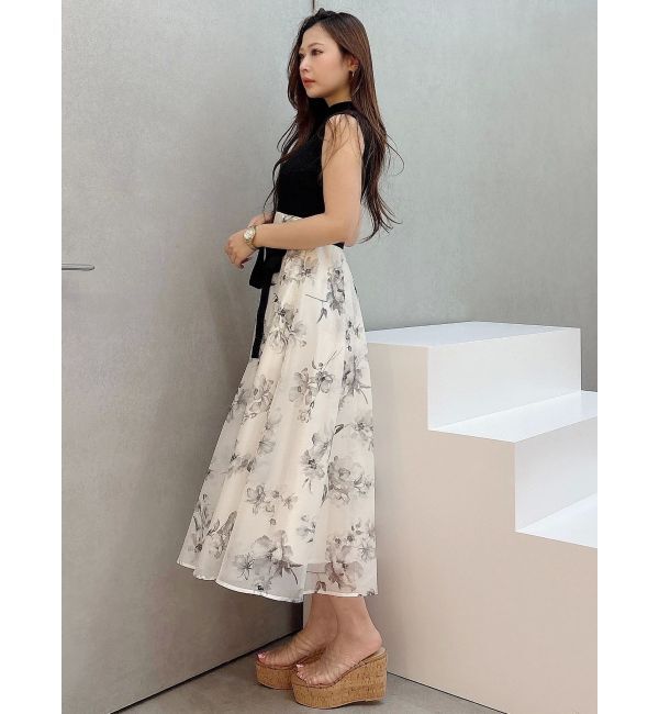 MERCURYDUO「フラワードッキングノースリワンピース」|ワンピース|