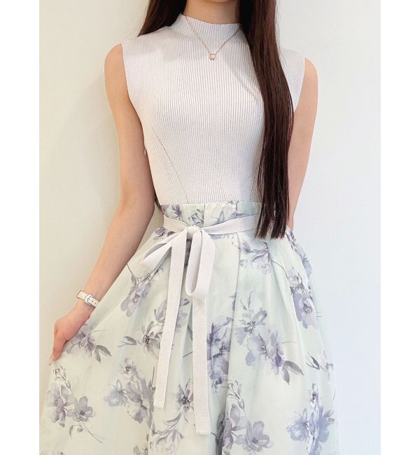 MERCURYDUO「フラワードッキングノースリワンピース」|ワンピース|