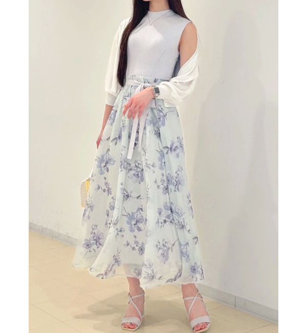 MERCURYDUO「フラワードッキングノースリワンピース」|ワンピース|