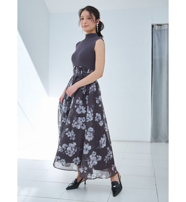 MERCURYDUO「フラワードッキングノースリワンピース」|ワンピース|