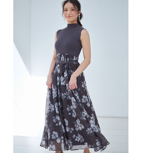 MERCURYDUO「フラワードッキングノースリワンピース」|ワンピース|