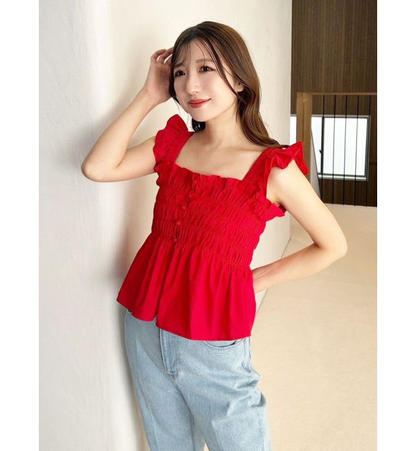 MERCURYDUO「シャーリングフリルバックシャンブラウス」|シャツ・ブラウス|