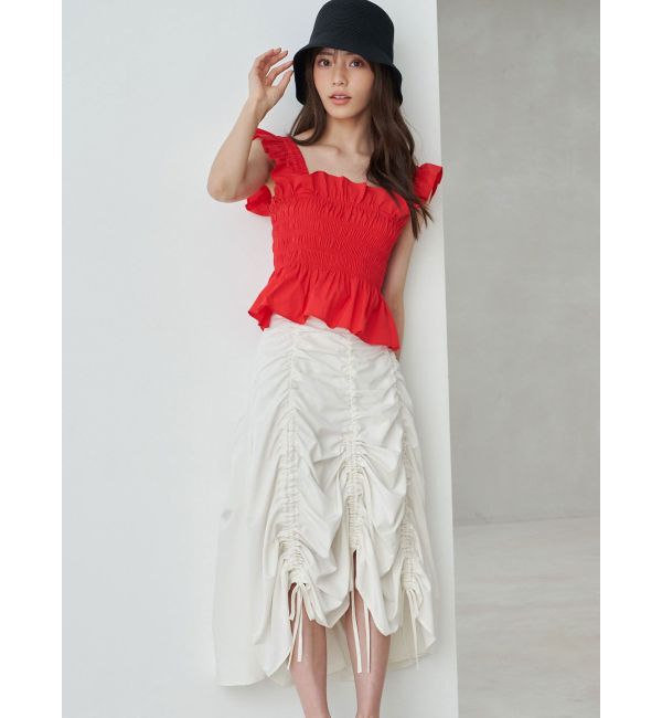 MERCURYDUO「シャーリングフリルバックシャンブラウス」|シャツ・ブラウス|