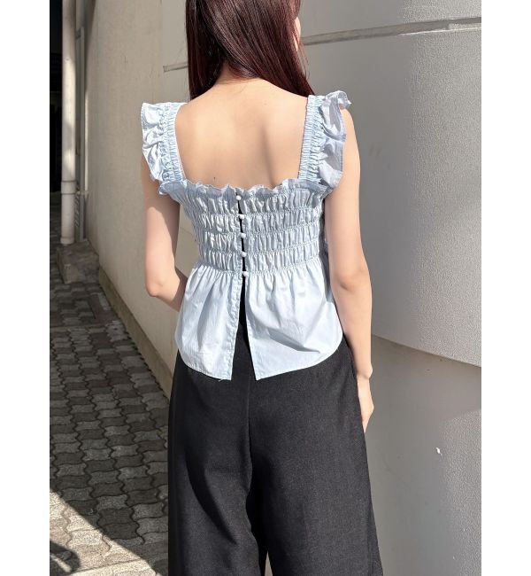 MERCURYDUO「シャーリングフリルバックシャンブラウス」|シャツ・ブラウス|