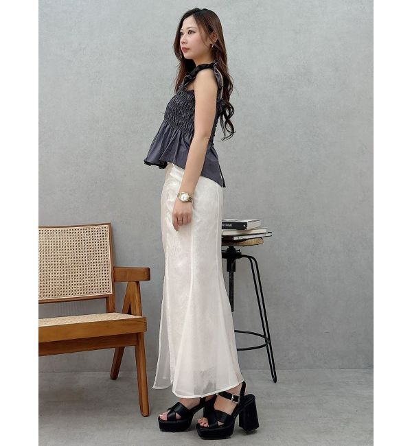 MERCURYDUO「シャーリングフリルバックシャンブラウス」|シャツ・ブラウス|