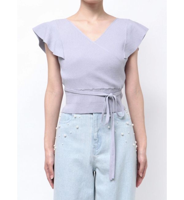 MERCURYDUO「カシュクールラッフルコンパクトニット」|ニット・セーター|