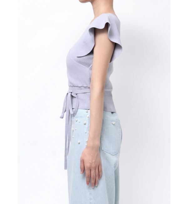 MERCURYDUO「カシュクールラッフルコンパクトニット」|ニット・セーター|