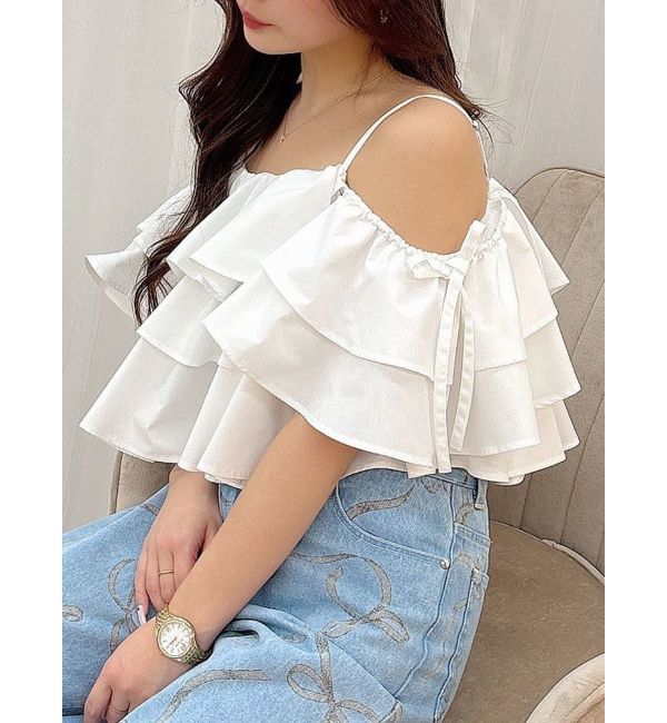 MERCURYDUO「オフショルフリルブラウス」|シャツ・ブラウス|オフホワイト