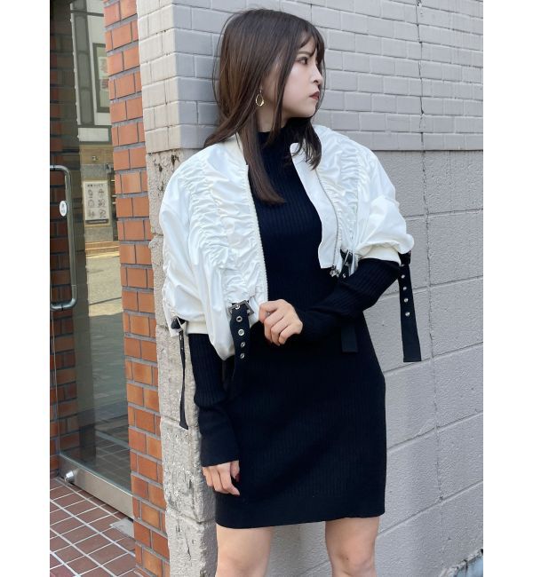 MURUA「デザインギャザーブルゾン」|ブルゾン・スタジャン|