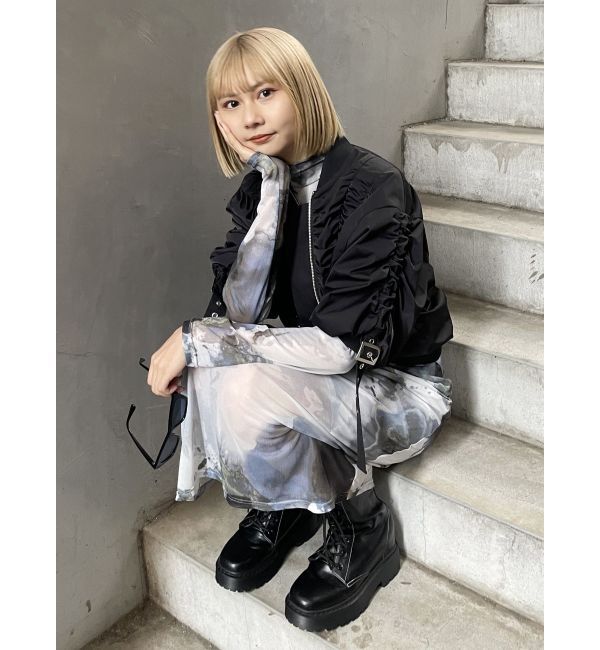 MURUA「デザインギャザーブルゾン」|ブルゾン・スタジャン|