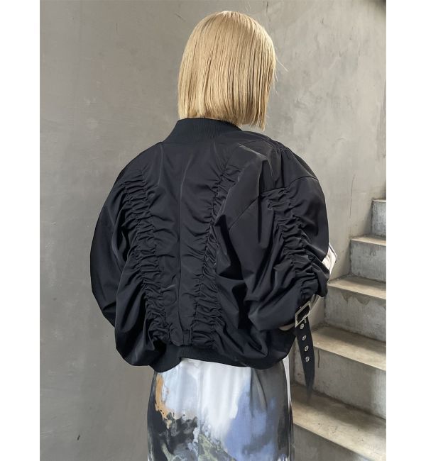 MURUA「デザインギャザーブルゾン」|ブルゾン・スタジャン|