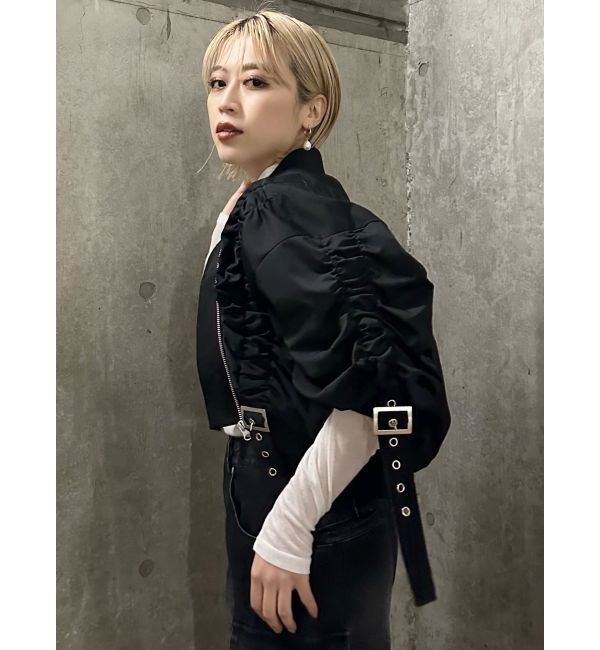 MURUA「デザインギャザーブルゾン」|ブルゾン・スタジャン|