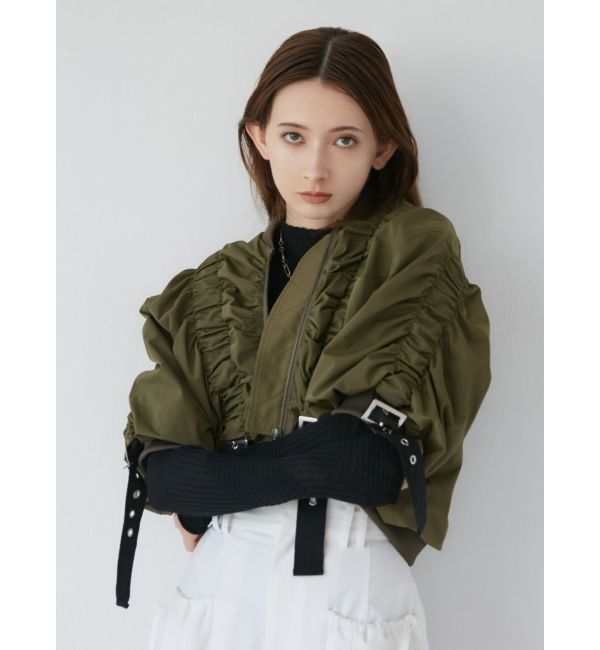 MURUA「デザインギャザーブルゾン」|ブルゾン・スタジャン|