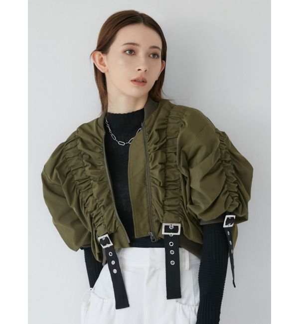 MURUA「デザインギャザーブルゾン」|ブルゾン・スタジャン|