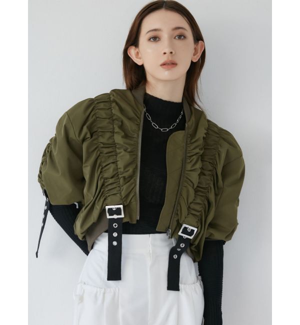 MURUA「デザインギャザーブルゾン」|ブルゾン・スタジャン|