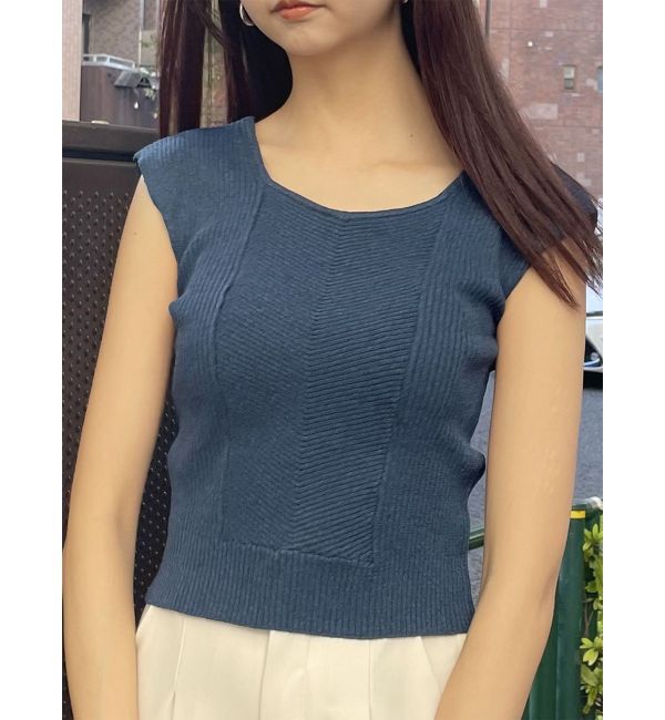 MURUA「バックオープンリブコルセットニット」|ニット・セーター|ブルー