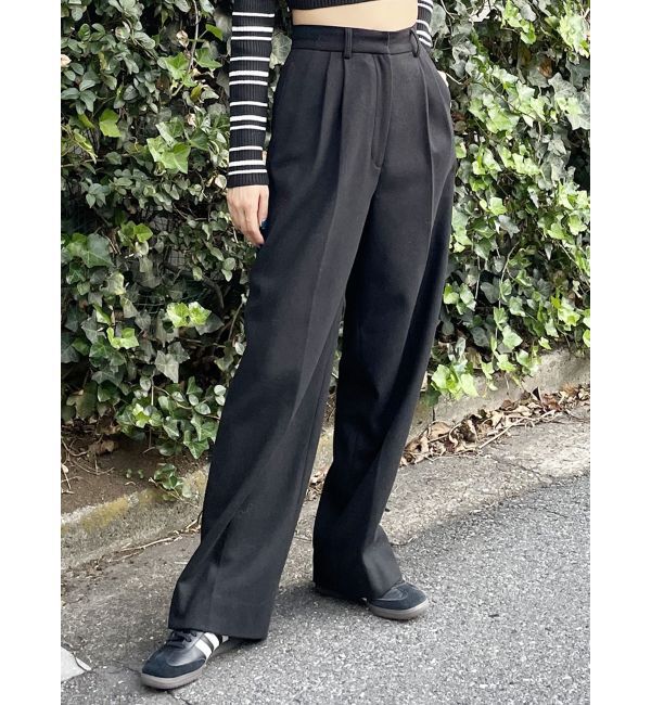 MURUA「ウールライクタックワイドパンツ」|その他|ブラック