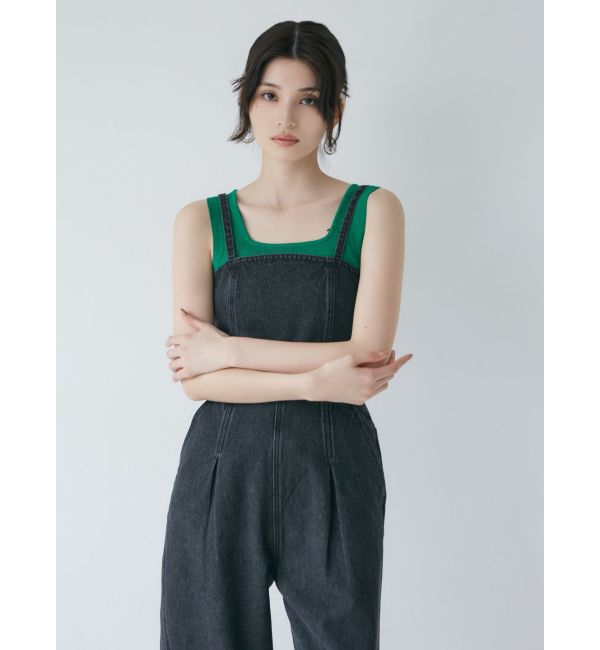 MURUA「デザインデニムロンパース」|オールインワン|