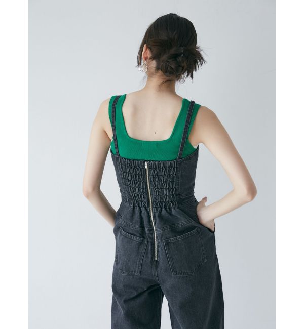 MURUA「デザインデニムロンパース」|オールインワン|