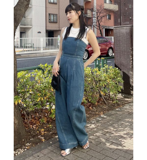 MURUA「デザインデニムロンパース」|オールインワン|