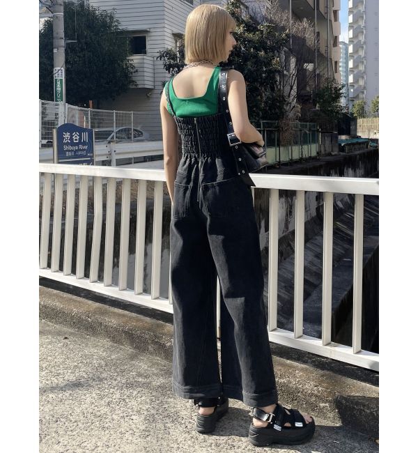 MURUA「デザインデニムロンパース」|オールインワン|