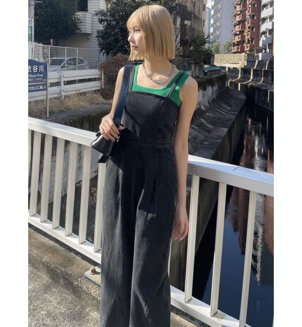 MURUA「デザインデニムロンパース」|オールインワン|
