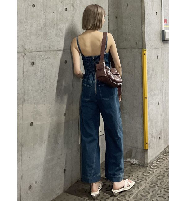 MURUA「デザインデニムロンパース」|オールインワン|