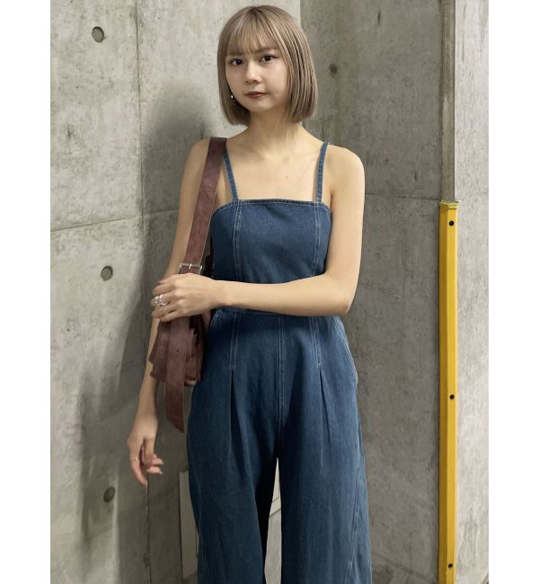 MURUA「デザインデニムロンパース」|オールインワン|