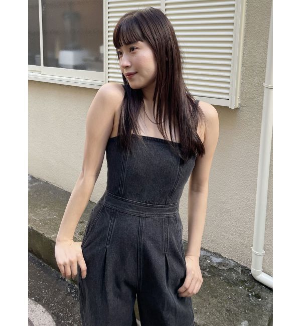 MURUA「デザインデニムロンパース」|オールインワン|