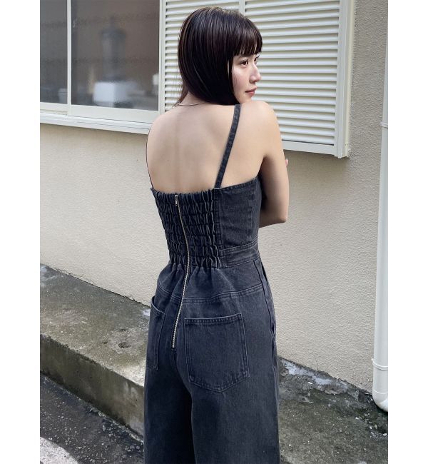 MURUA「デザインデニムロンパース」|オールインワン|