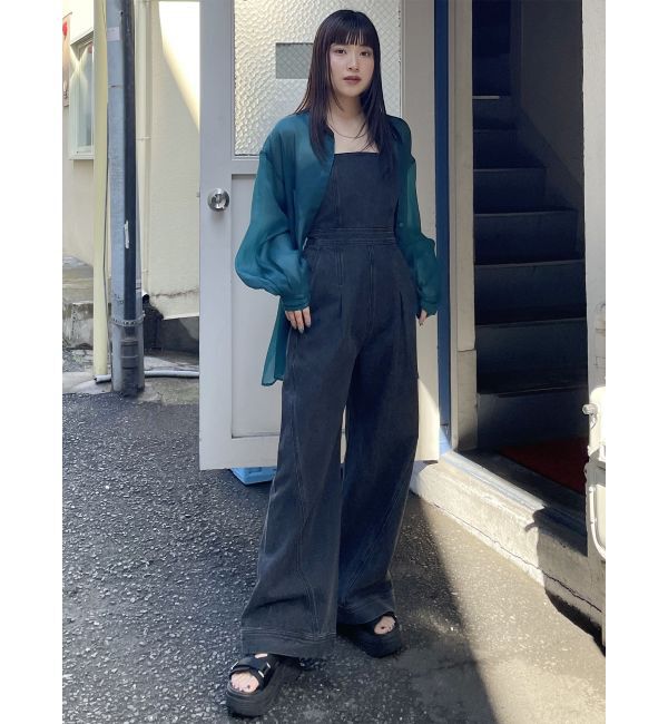 MURUA「デザインデニムロンパース」|オールインワン|