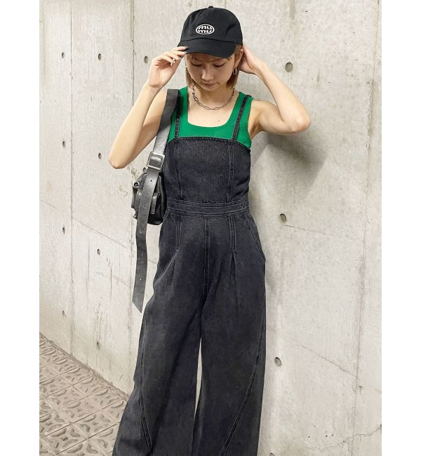 MURUA「デザインデニムロンパース」|オールインワン|