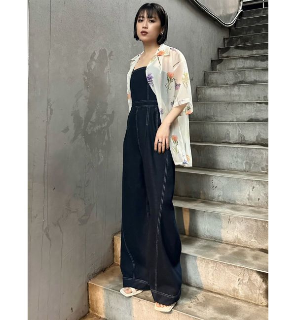 MURUA「デザインデニムロンパース」|オールインワン|